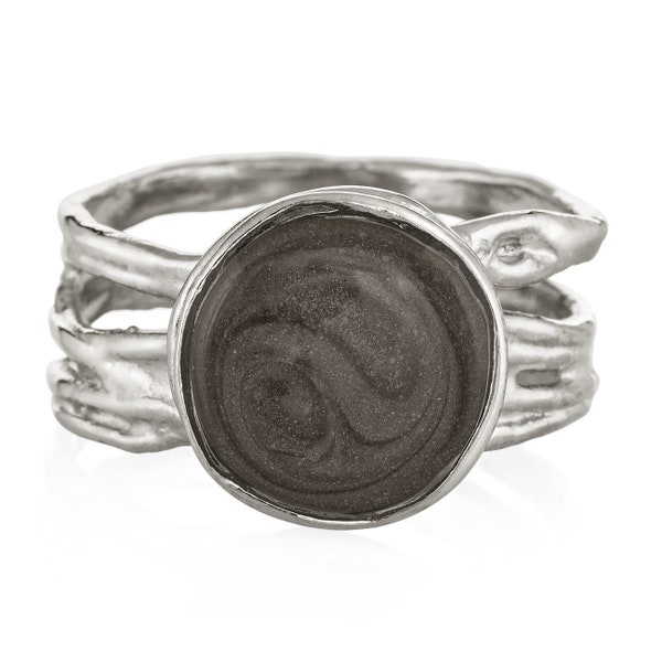 Textured Band Cremation Ring in Sterling Silver | Pet Ashes Memorial Jewelry