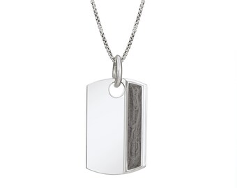 Dog Tag Cremation Necklace in Sterling Silver | Pet Ashes Memorial Jewelry