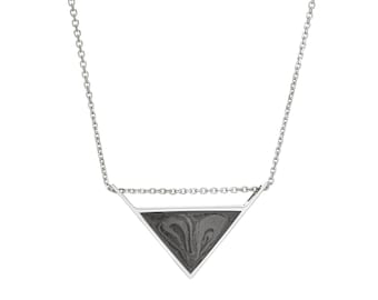 Detailed Sliding Triangle Cremation Necklace in Sterling Silver | Pet Ashes Memorial Jewelry
