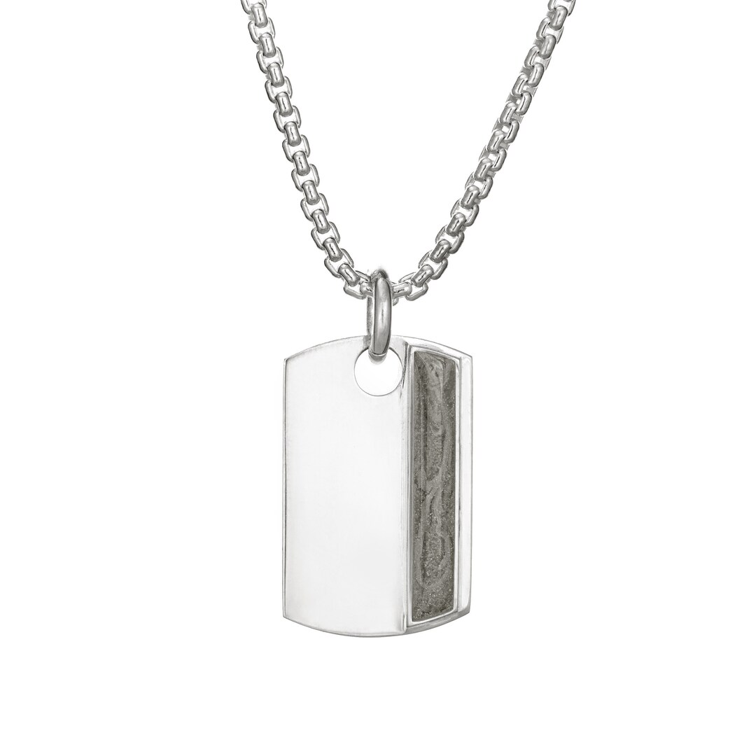 Dog Tag Cremation Necklace in Sterling Silver Pet Ashes Memorial