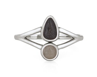 Double-Setting Split Shank Cremation Ring in Sterling Silver | Pet Ashes Memorial Jewelry