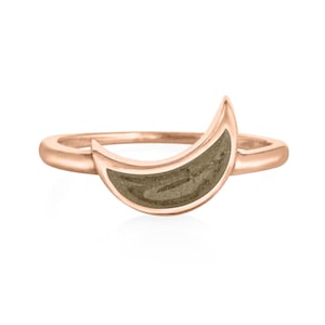 Crescent Moon Cremation Ring in 14K Gold | Pet Ashes Memorial Jewelry