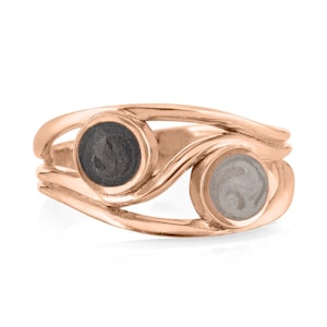 Double-Setting Cremation Ring in 14K Gold | Pet Ashes Memorial Jewelry