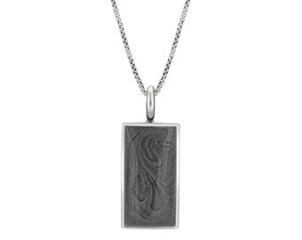 Simple Bail Rectangle Cremation Necklace in Sterling Silver | Pet Ashes Memorial Jewelry