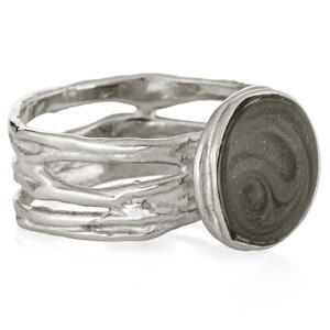 Textured Band Cremation Ring in Sterling Silver Pet Ashes Memorial Jewelry image 2