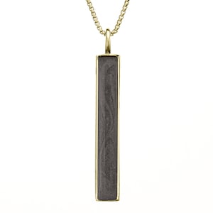 Long Bar Cremation Necklace in 14K Yellow Gold | Pet Ashes Memorial Jewelry