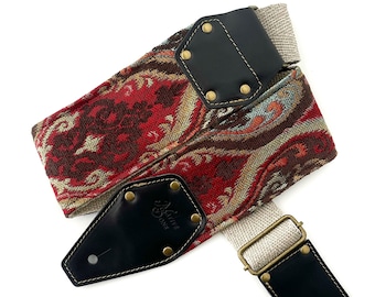 Tapestry gitarrrem: Juvelfärgad hampabasrem, 7,5 cm bred