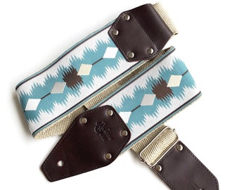 The Alpine 3 inch Guitar Strap - Cool Guitar Strap, Hemp strap, Custom leather