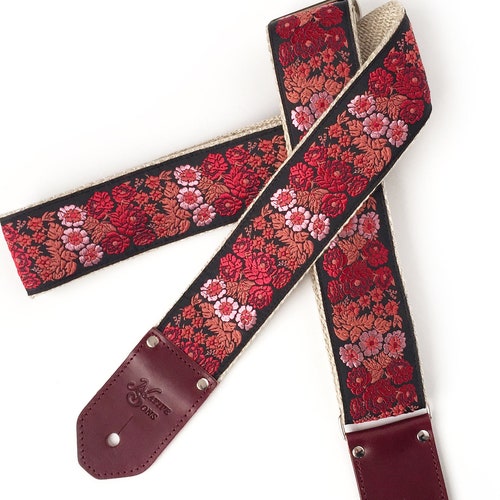 black and red guitar strap