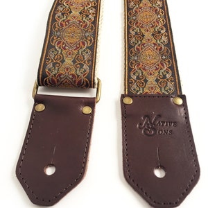 Jupiter gitarrremmen från Native Sons - Vintage-stil vävrem i jordfärger med hampa eller nylon och läder bild 5