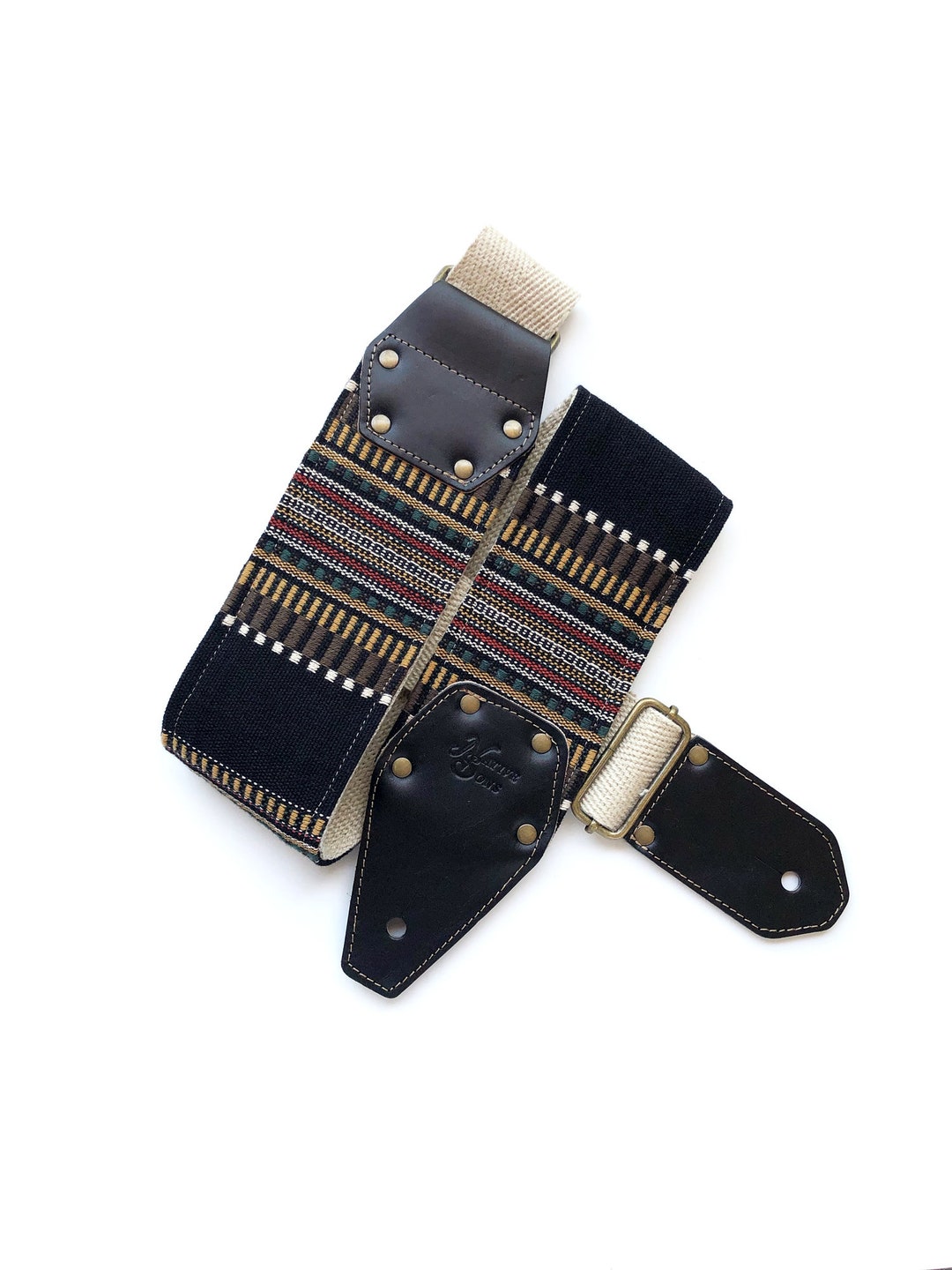 The Horizon in Midnight Guitar Strap 3 Inch Wide, Hemp, Extra Wide Bass