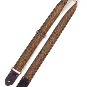 Jupiter gitarrremmen från Native Sons - Vintage-stil vävrem i jordfärger med hampa eller nylon och läder bild 3