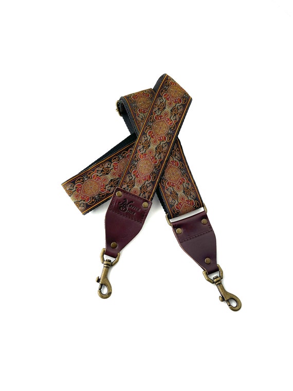 Guitar Strap for Handbags Tapestry with Leather and Brass Hardware Brynn-Capella-Guitar-strap-  main image 4