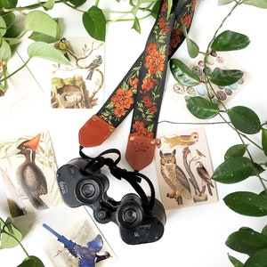 The Copper Penny Camera Strap by Native Sons Copper Orange Black and Green floral embroidered, for Binocular, Nylon or hemp camera, 2 inch image 3