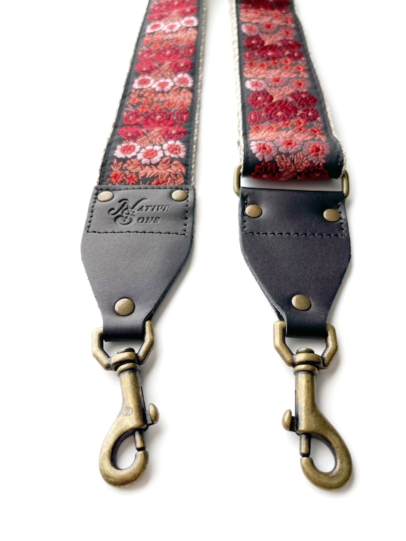 Tracolla per chitarra in jacquard floreale: stile hippie vintage