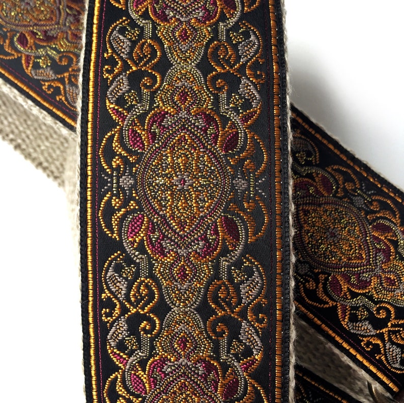 Jupiter gitarrremmen från Native Sons - Vintage-stil vävrem i jordfärger med hampa eller nylon och läder bild 2