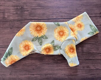 Fleece pyjama met zonnebloem en salie // 2-pijps // 4-pijps // bodywarmer