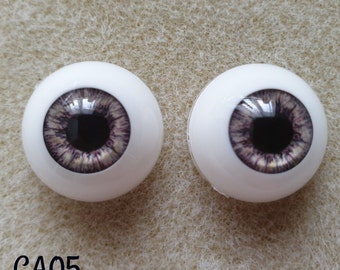 Doll Eyes, One Pair 20mm Grey Acrylic Round, Ooak Clay Small Miniature craft art doll BJD