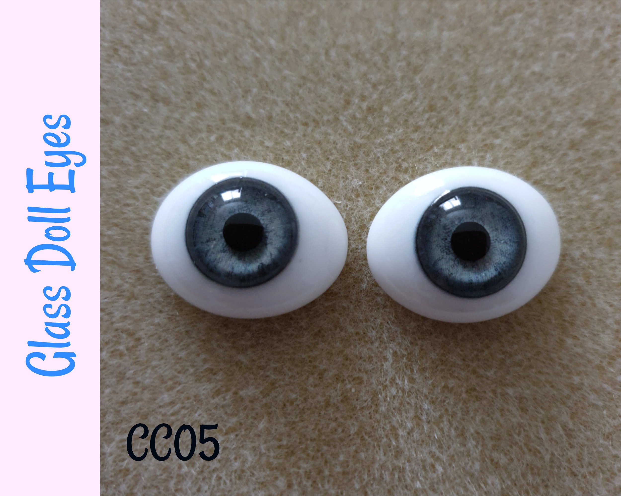 Reborning OOAK Glass Doll Eyes One Pair 22mm Oval Flat Backed Eyes Reborn 
