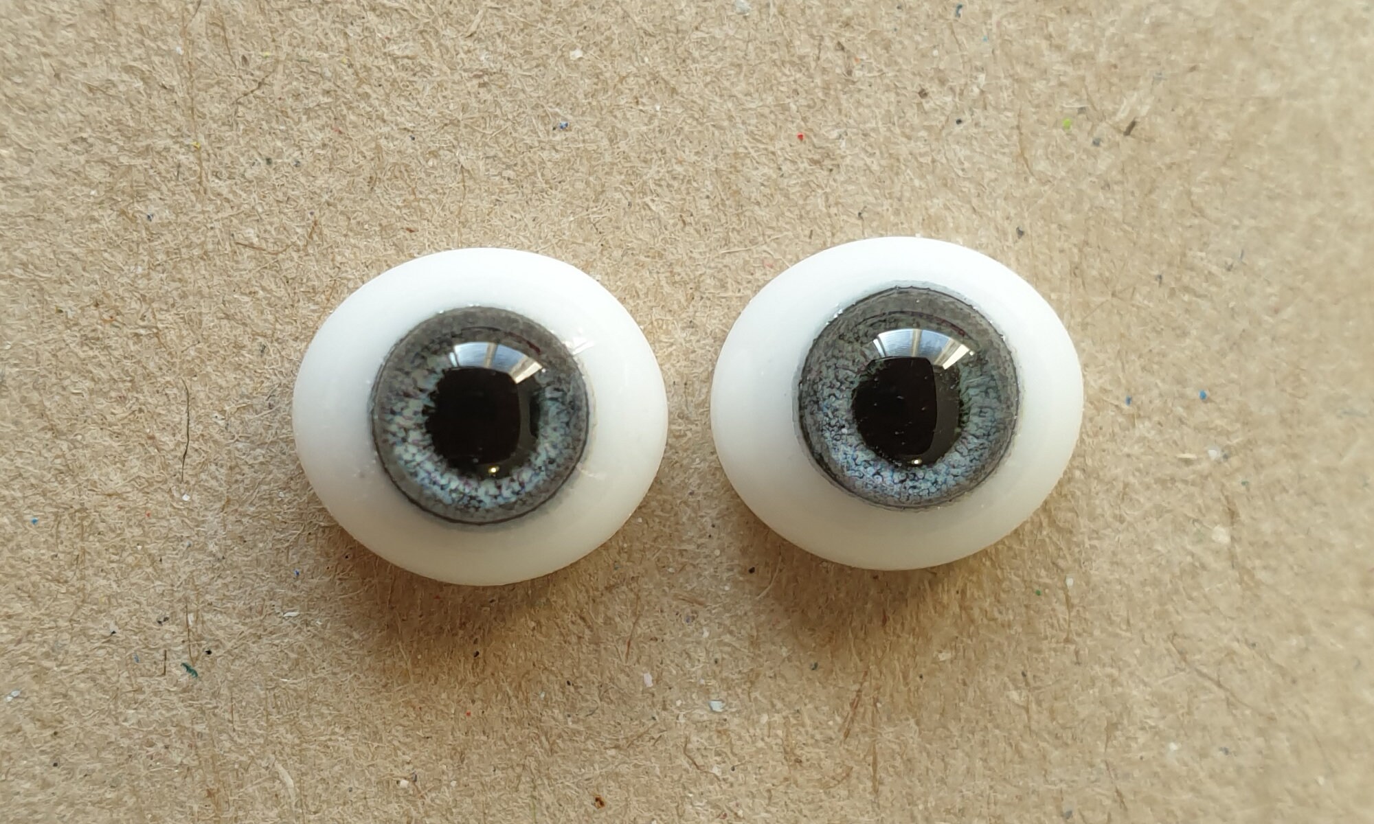 Glass Doll Eyes One Pair 8mm Grey Oval Flat Backed Glass Ooak Etsy