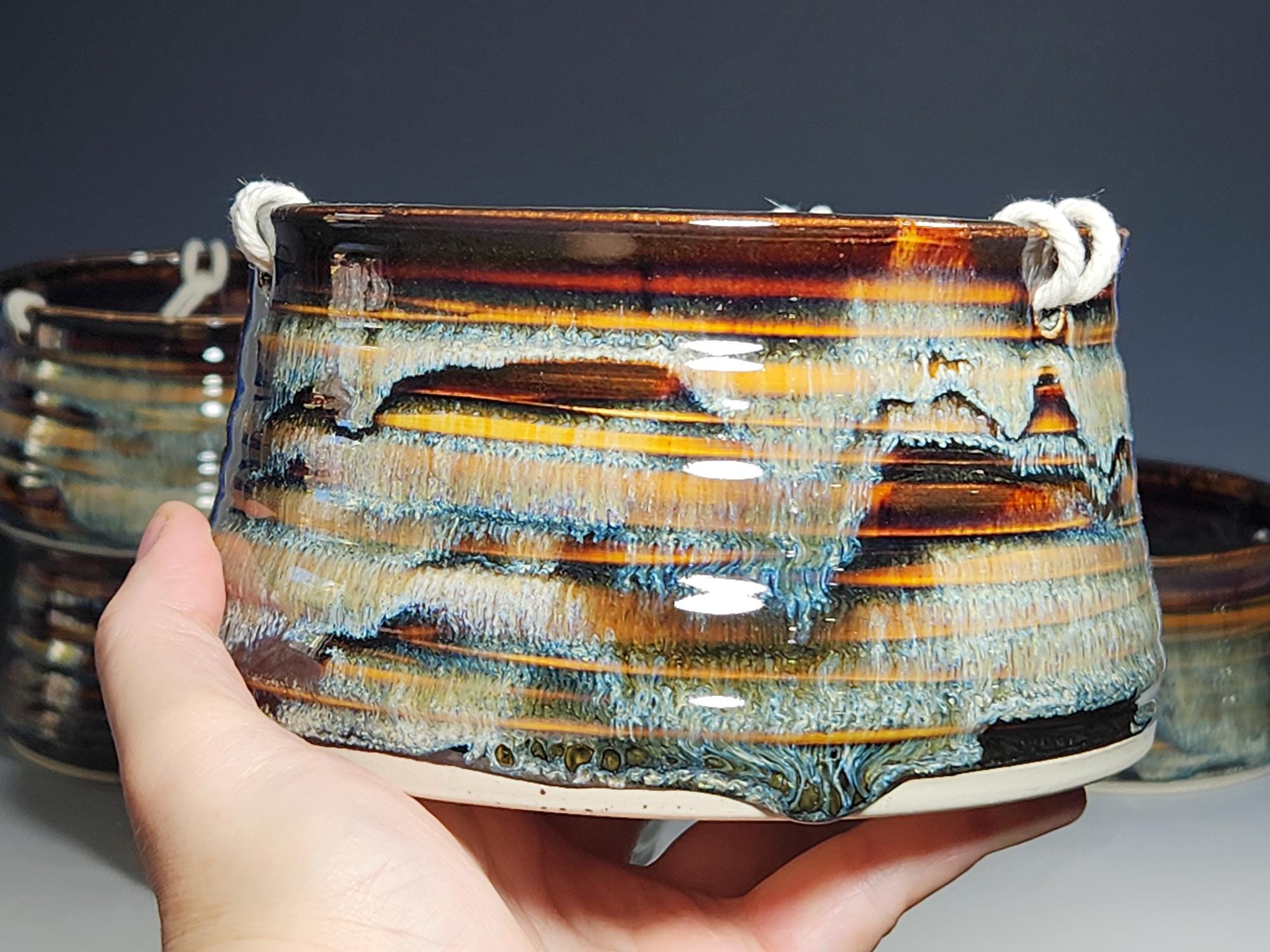 Hand-thrown Pottery Hanging Planter