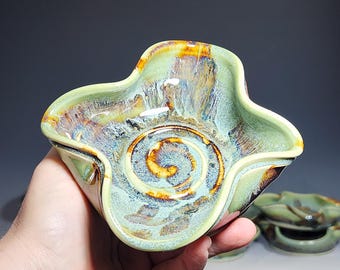 Hand-thrown Pottery Trinket Holder, Ceramic Jewelry Dish, Handmade Ring Dish, Teabag Holder, Catchall Bowl, Earring Holder