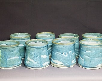 Set of Two (2) Hand Thrown Pottery Wine Cups, Pottery Tumblers, Stemless Wine Glasses, Whiskey Tumblers, Rustic, Handmade