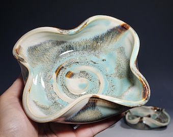 Hand-thrown Pottery Trinket Holder, Ceramic Jewelry Dish, Handmade Ring Dish, Teabag Holder, Catchall Bowl, Earring Holder