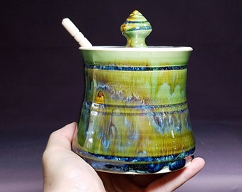 Handmade Pottery Lidded Stash Jar, Ceramic Canister, Unique Gift Treat Jar, Handmade Tea Caddy, Wheel Thrown, Each