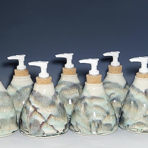 Hand Thrown Pottery Liquid Soap Dispenser, Handmade Bathroom Ceramic Soap Holder, Rustic Hand Soap Pump, Dish Soap, Each