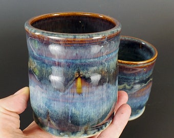 Hand Thrown Pottery Stemless Wine Glass in Turquoise Hand Thrown Pottery Stemless Wine Glass in Turquoise