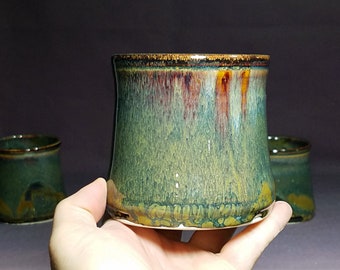 Set of Two Hand Thrown Pottery Wine Cups, Pottery Tumblers, Stemless Wine Glasses, Whiskey Tumblers, Rustic, Handmade