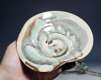 Hand Thrown Ceramic Spoon Rest, Handmade Spoon Holder, Ladle Rest, Tea Bag Holder, Coffee Spoonrest, Rustic, Each