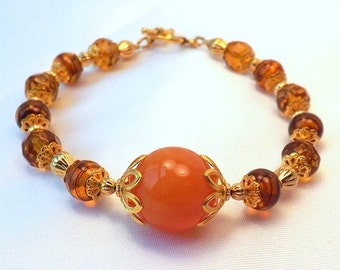 オレンジとブラウンの素敵な秋のハイライトブレスレット