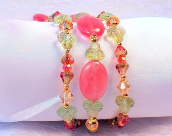 素敵な秋の喜びの3連チェリークォーツブレスレット