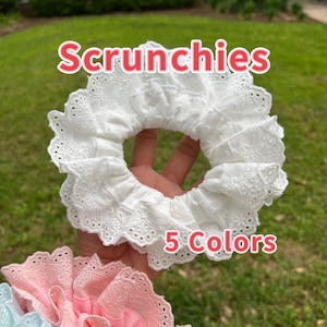 White Lace Scrunchie: Double Layer Cotton Hair Tie
