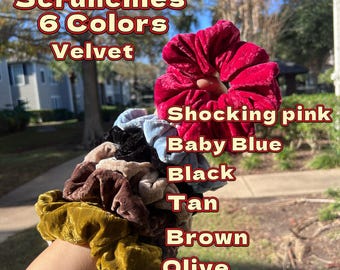 Large Velvet Scrunchies: French Style Hair Tie