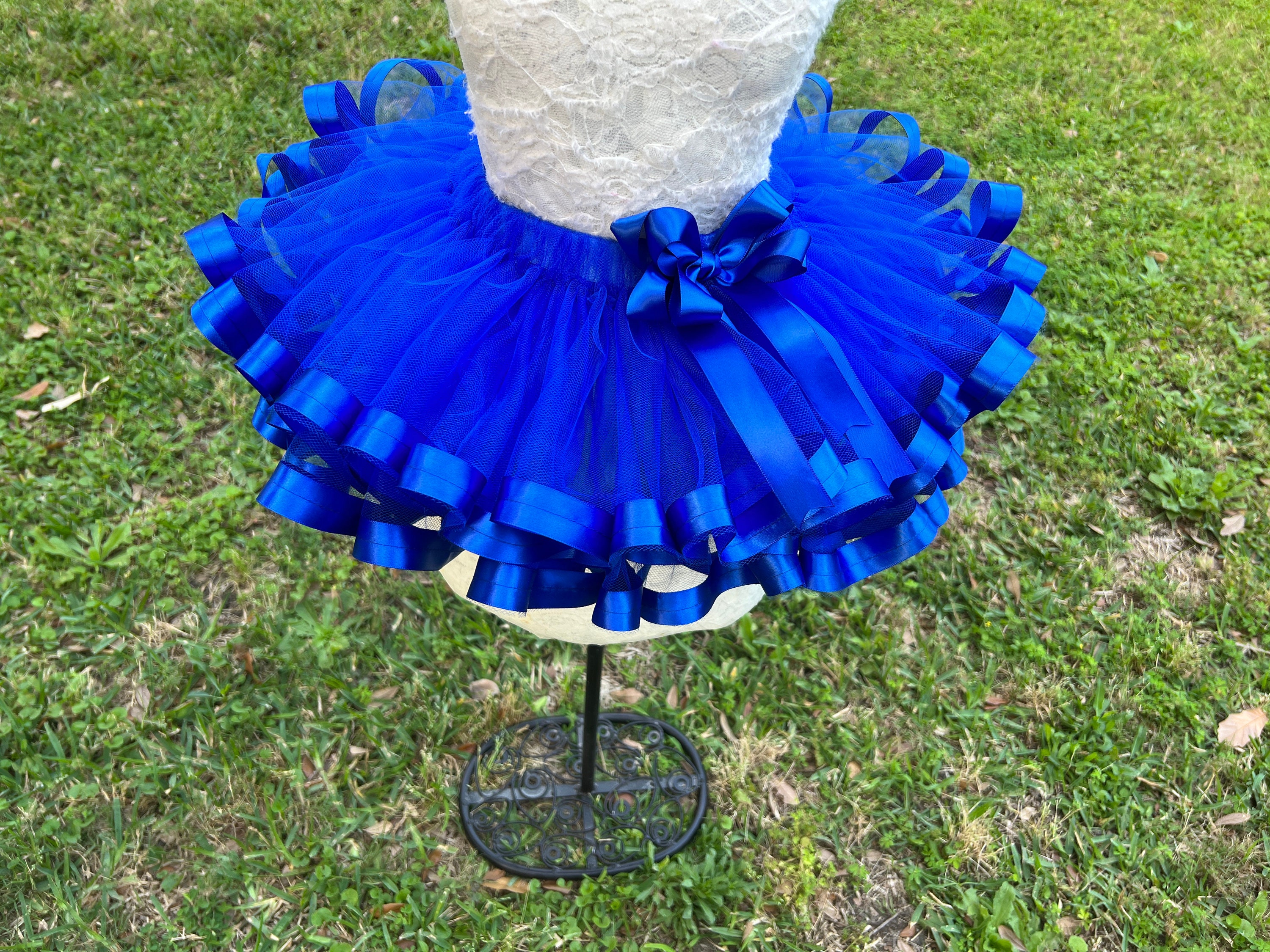 Royal Blue Tulle With Satin Ribbon Trimmed Tutu, Free