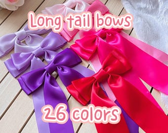 Satin Ribbon Bow Hair Clip: Long Tail Alligator Clip
