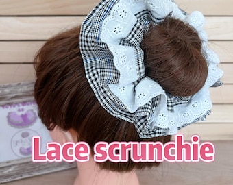 Large White Lace Scrunchie: French Style Hair Accessory