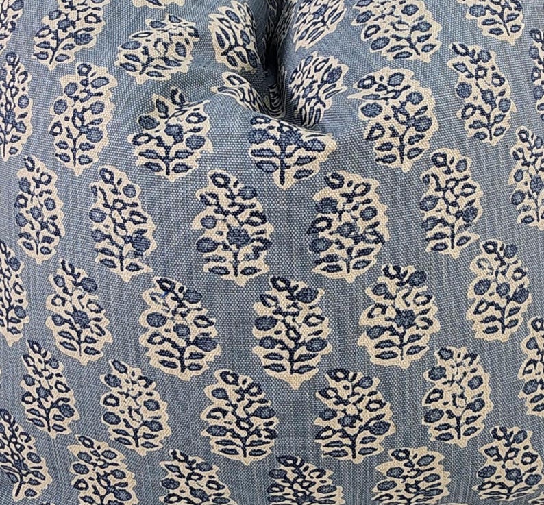 Funda de cojín decorativa con estampado rústico en azul piedra y tela chambray, VARIOS TAMAÑOS, Cojines decorativos, Funda de cojín, Decoración moderna para el hogar imagen 2