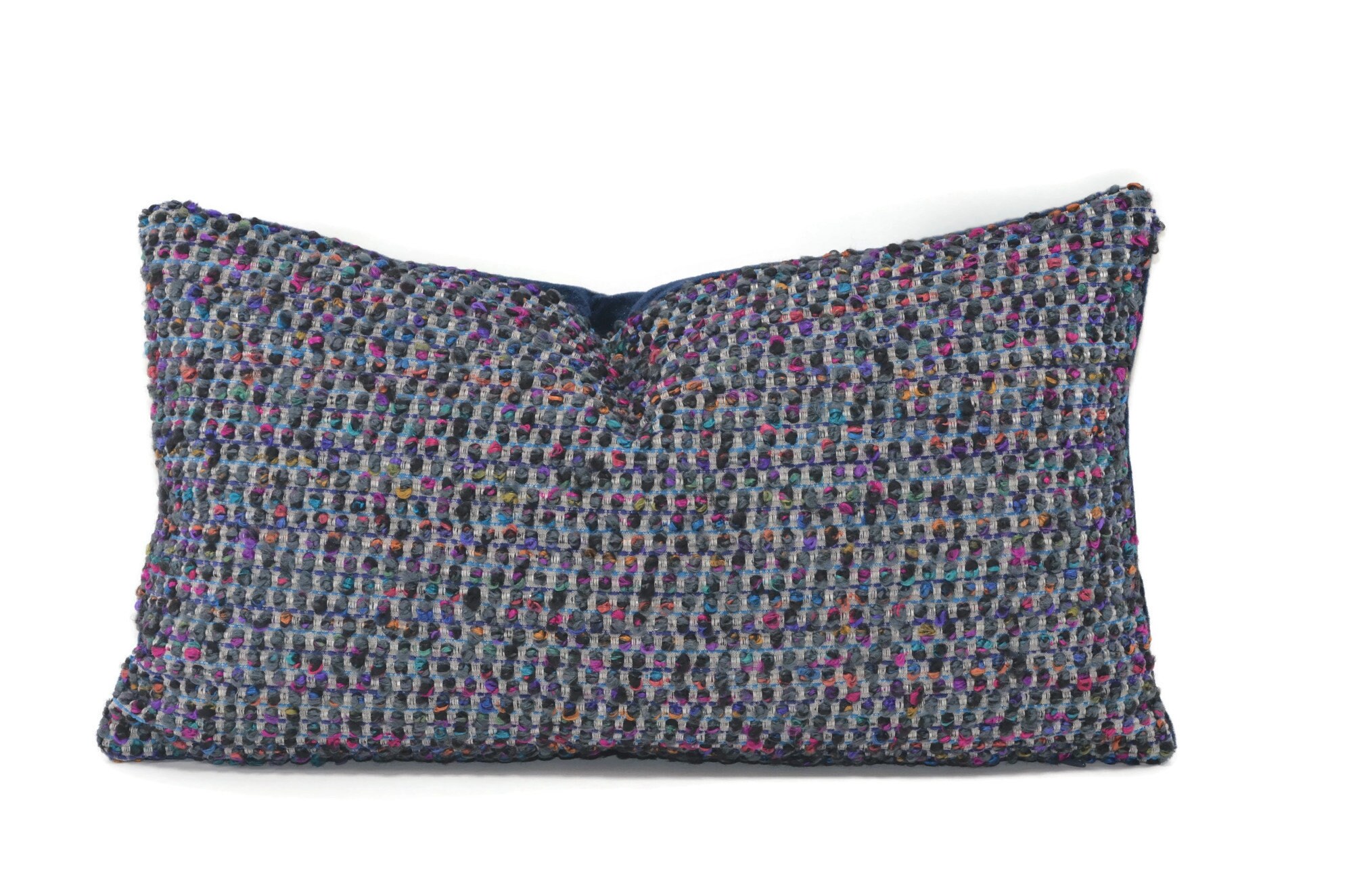 Nubby Blue Tweed Lumbar Throw Pillow W INSERT INCLUDED 10x18 Etsy