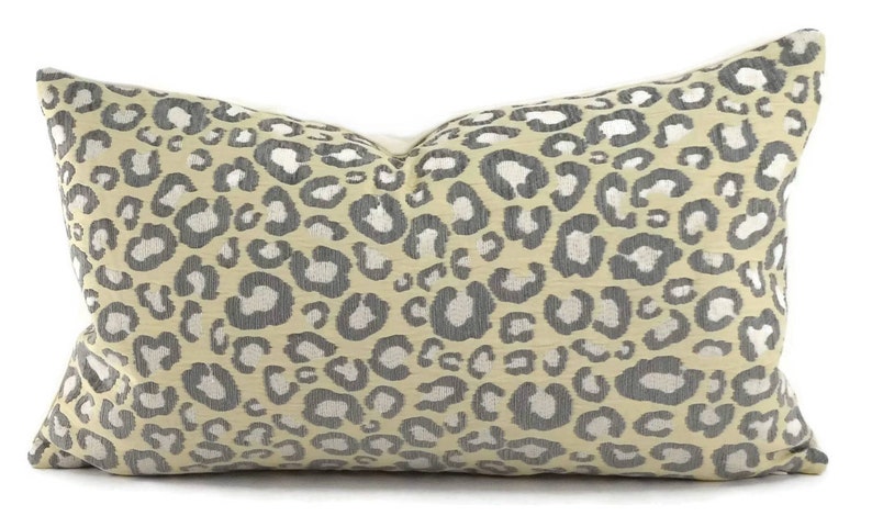 Gray Ivory & Off White Chenille Cheetah Chenille Throw Pillow Cover