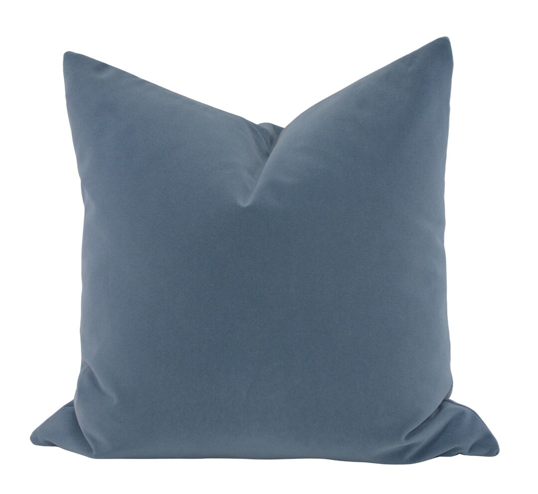 Blue Gray Velvet Pillow Cover 18x18 Blue Velvet Throw Pillow Etsy