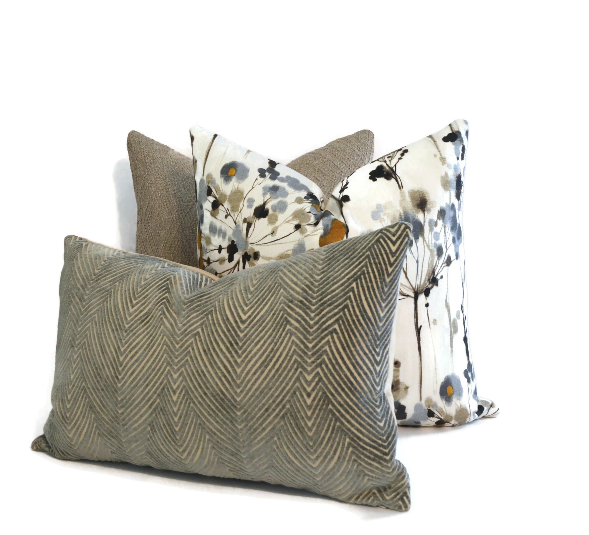 Throw Pillows Gray Chenille Throw Pillow gray and tan pillow Etsy