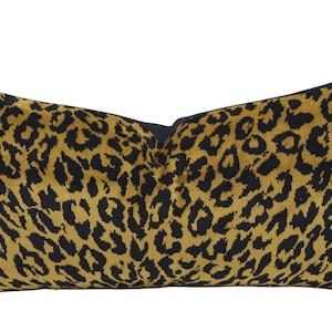 Gold & Black Cheetah Velvet Throw Pillow Cover, 10x20, Boho Pillow Cover, Morocco gold velvet pillow, modern gold velvet animal pillow cover
