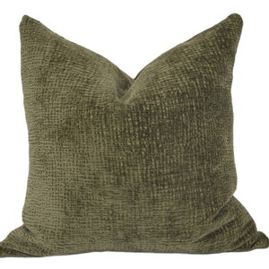 Earthy Moss Green Chenille Throw Pillow Cover, MULTIPLE SIZES, Lush Nature Inspired Green Waffle Texture Chenille, Spring Green Pillow Decor