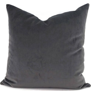 Gray Velvet Pillow Cover,  Sueded Gray Velvet Pillow Cover, Throw Pillow Covers, Lumbar Pillows, Farmhouse Pillow Cover, Modern Gray Velvet