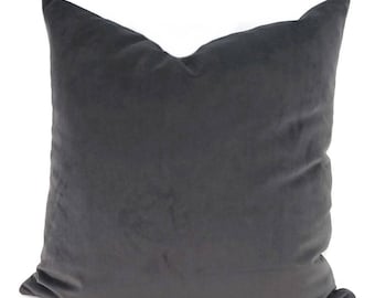 Gray Velvet Pillow Cover,  Sueded Gray Velvet Pillow Cover, Throw Pillow Covers, Lumbar Pillows, Farmhouse Pillow Cover, Modern Gray Velvet