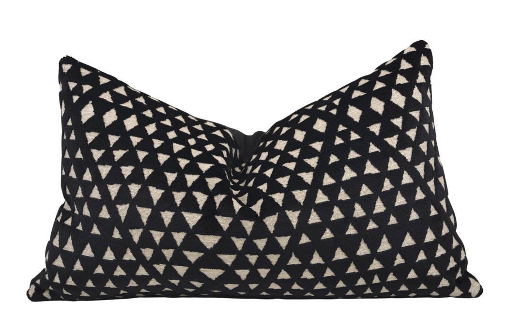 Bold Black & White Velvet Pillow Cover, 12x20, Graphic Geometric
